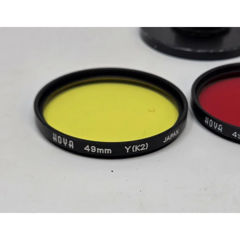 Hoya 49mm Camera Filter Set Y-K2 R25A Polarizer + Rolev SKY Vintage Film Japan